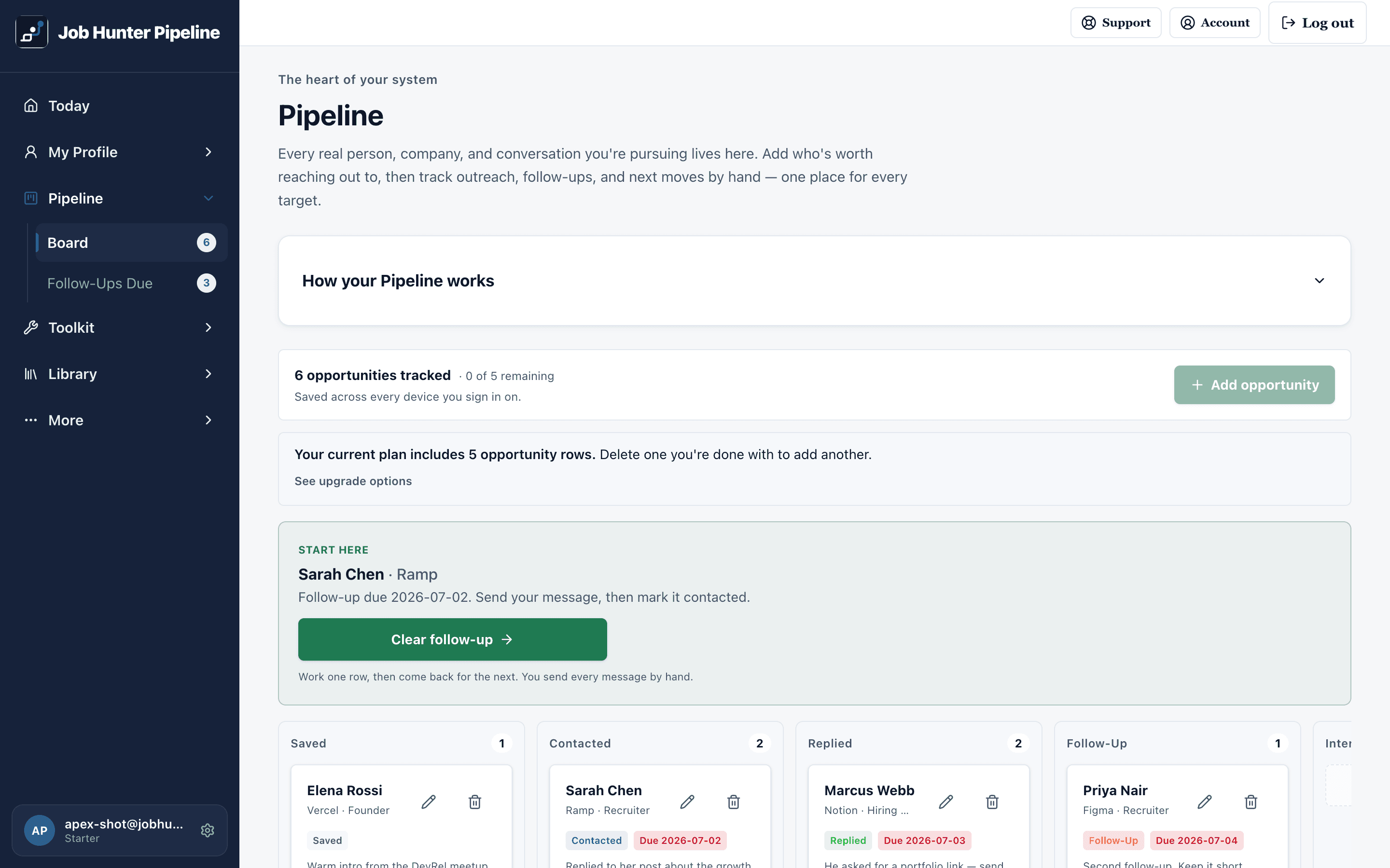 Pipeline Board: every LinkedIn conversation in one place inside the member area
